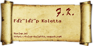 Fülöp Koletta névjegykártya